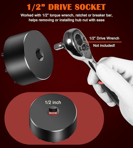 Bonbo 31510 Axle Nut Socket - 9 Pin Hub Nut Socket Fits for GM 2020+ Silverado and Sierra 2500/3500 Trucks with 11.5" and 12" Dual Rear Wheel Axle Hubs, 1/2" Drive