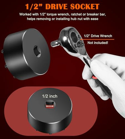 Bonbo 31510 Axle Nut Socket - 9 Pin Hub Nut Socket Fits for GM 2020+ Silverado and Sierra 2500/3500 Trucks with 11.5" and 12" Dual Rear Wheel Axle Hubs, 1/2" Drive