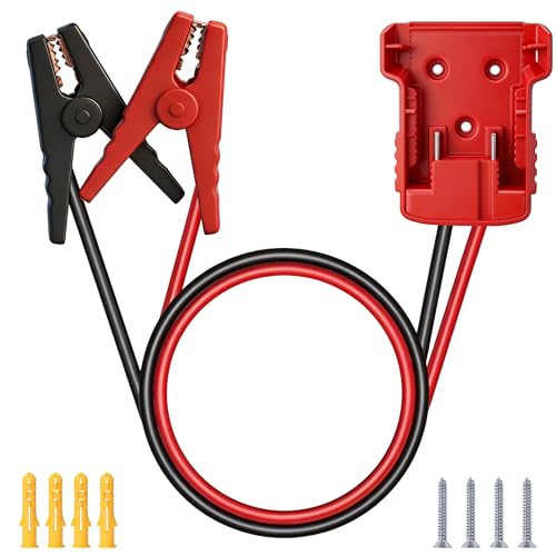 Jumper Cables for Car Compatible with Milwaukee M18 Batteries, 8AWG Pure Copper Booster Cables with Adapter, 3.3FT Heavy Duty Silicone Wire Automotive Jump Starter Clamps, High Temperature Resistant - color: red