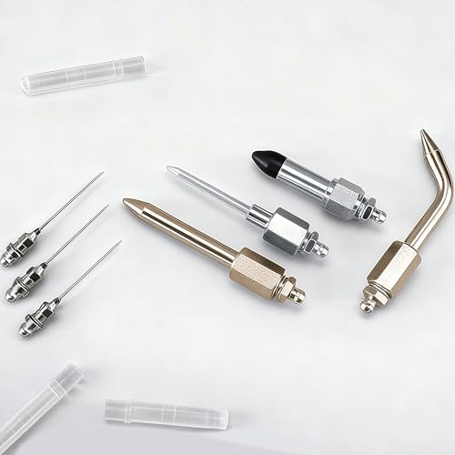 7PCS Grease Gun Accessory Kit - 3 Grease Nozzles, Needle Dispenser, Rubber Tip, Straight Nozzle, Elbow Fitting Adapter Coupler for Small & Confined Spaces