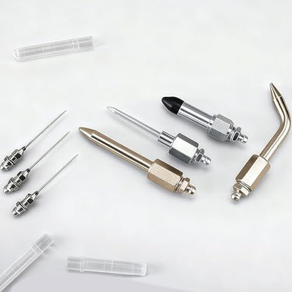 7PCS Grease Gun Accessory Kit - 3 Grease Nozzles, Needle Dispenser, Rubber Tip, Straight Nozzle, Elbow Fitting Adapter Coupler for Small & Confined Spaces