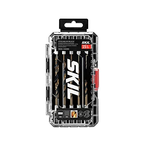 SKIL 15-Piece Hex Shank Twist Drill Bit Set-TDB5000 | 135 Degree Split Point | Black Gold Oxide Finish | Impact Driver Ready | Modular Case System | Snap Latch Storage - style: 15pc Drill Bit Set