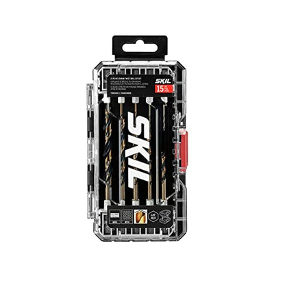 SKIL 15-Piece Hex Shank Twist Drill Bit Set-TDB5000 | 135 Degree Split Point | Black Gold Oxide Finish | Impact Driver Ready | Modular Case System | Snap Latch Storage - style: 15pc Drill Bit Set