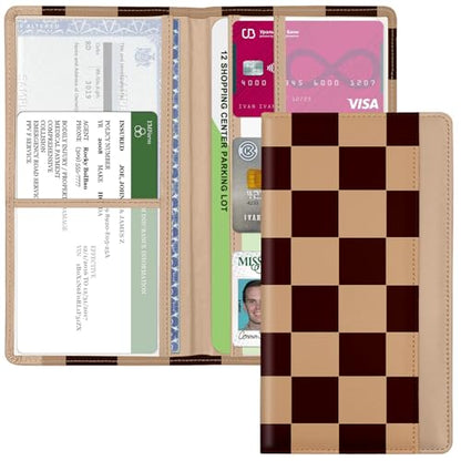 Car Registration and Insurance Holder, with Magnetic Closure for License, Cards and Documents, All Vehicle Needs and Car Accessories (Plaid-Brown) - color: Plaid-Brown