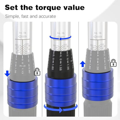 SuZhi 1/4-inch Drive Click Small Bike Torque Wrench 20-220in.lb / 2.3-24.9Nm Alloy Aluminum & Cr-Mo Material for Garage Bicycle & Car Maintenance,Small Engine, Bolt & Nut.