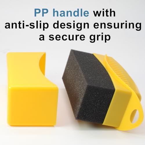 Jiozermi 2Pcs Tire Dressing Applicator Pads Tire Shine Applicator Pads | with Lid Tire Foam Applicator Tire Sponges Applicator Pads Tire Wax Wipe Tire Gel Applicator Pads(Yellow)