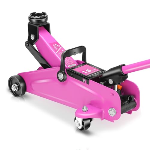 Auto Dynasty 1.5 Ton Floor Jack, Heavy Duty Steel Hydraulic Car Jack with Single Piston Quick Lift Pump, Hydraulic Racing Floor Jack, Lifting Range 5.3" to 12", Purple - color: Purple, size: 1.5 Ton