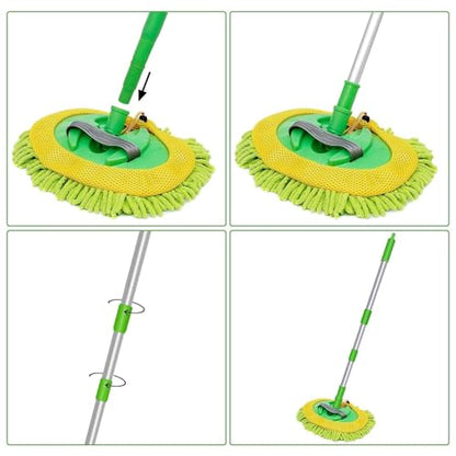 Weiliya 47.5"" Car Wash Brush Mop Cleaning Tool with Long Handle Kit for Washing Detailing Cars Truck, SUV, RV, Trailer, Boat 2 in 1 Chenille Microfiber Sponge Duster Not Hurt Paint Scratch Free