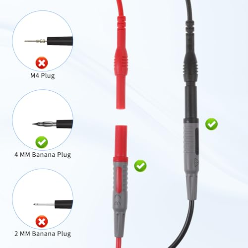 Flexible Spoon Back Probe, 4PCS Multimeter Leads Kit Silicon Flexible Test Back Probe Pins Test Wire Kit Power Probes Compatible with 4mm Banana Plug for Wire Piercing Car Repairing Electrical Testing