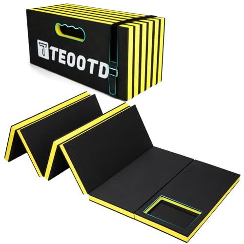 1.2" Extra Thick Foldable Mechanic Mat, Kneeling Pad with Magnetlc Tool Compartment, Waterproof Comfortable EVA Mat with Handle & Storage Belt for Workshop Repairing,Gardening 47.3x17.3x1.2