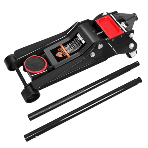 PM PERFORMOTOR Low Profile Hydraulic Trolley Service/Floor Jack, 4 Ton (8000 lbs) Capacity, Lifting Range 4.5"-20", Black, PM-TOL-FJ40-BK - color: Black
