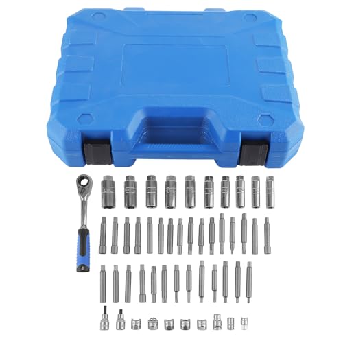 maXpeedingrods 50PCS Strut Nut Socket Set, Shock Absorber Socket Kit, Suspension Strut Top Mount Nut Removal Installer Tool, 3/8" 1/2" Drive Suspension Steering Hub Shock Absorber Ratchet Wrench Set - style: 50 Pcs