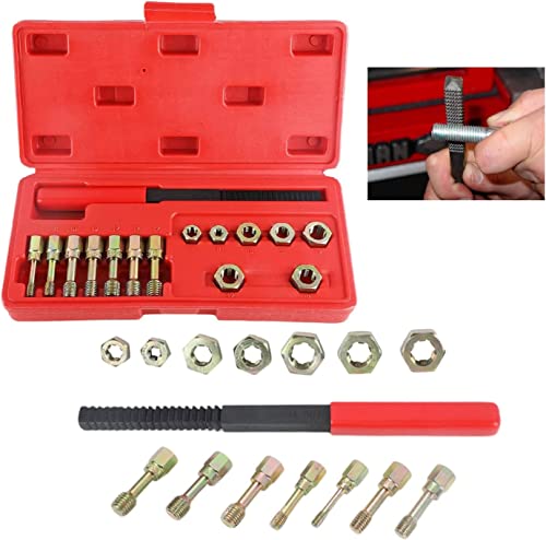 Angchun 15PCS Metric Thread Chaser Set, Thread Repair kit with 7 Taps Thread Chaser Set Universal Metric Thread Restorer Kit with 7 Dies and 1 Thread File Rethreading Kit Universal Rethreading Tool - size: 15PCS