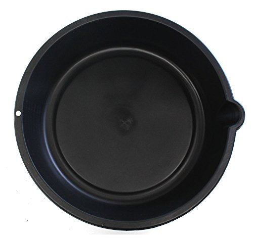 QUIX 14.5" Oil Draining Pan | Black ABS Plastic | Built-in Pour Spout | Markings for 1-6 Quarts | Lightweight Design