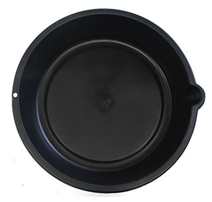 QUIX 14.5" Oil Draining Pan | Black ABS Plastic | Built-in Pour Spout | Markings for 1-6 Quarts | Lightweight Design