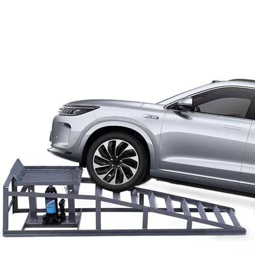 Generic 2 PCS Low Profile Car Lift Service Ramps Adjust Heights 9.8-15in Portable Auto Service Ramps 5T/11000LBS Capacity for Home Garage Maintenance Oil Changes