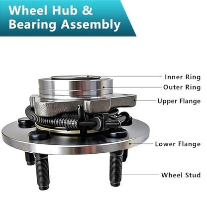 515126 Front Wheel Bearing Hub Assembly for Dodge Ram 1500 2009-2010, Ram 1500 2011 (2PCS) - size: 515126