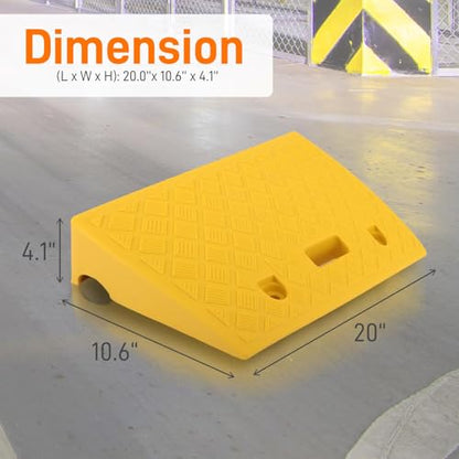 Pyle Portable Lightweight Plastic Curb Ramps - 2PC Heavy Duty Plastic Threshold Ramp Set for Driveway, Loading Dock, Sidewalk, Car, Truck, Scooter, Bike, Motorcycle, Wheelchair Mobility - color: Black/Yellow