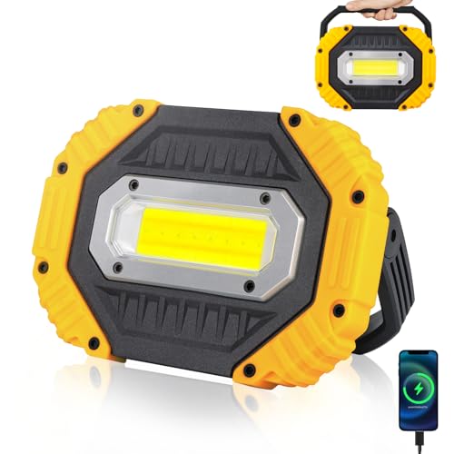 20W Rechargeable Work Light, 2000LM Super Bright Portable LED Flood Light, 7 Modes with Power Indicator, 180° Adjustable Stand Magnetic Base for Job Site, Car Repair, Camping, Outdoor - size: 5.75 inches