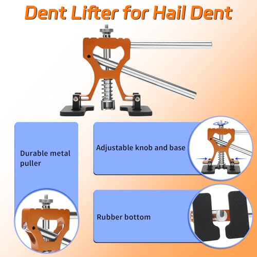 Paintless Dent Repair Kit with LED Line Board, Heat Gun for Glue Removal & Dent Heating, Dent Puller Kit with T-Bar, Dent Lifter, PC Glue Tabs, Auto Body Dent Removal Kit for Cars Trucks - size: PDR tools-A3