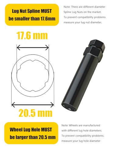 MIKKUPPA Small 6 Spline Lug Nuts Socket, Compatible with 3/4“ (19mm) and 13/16“ (21mm) Hex Wrench, for 12x1.5, 12x1.25, 1/2-20 Spline Nuts, 20.5mm Thin Wall Wheel Nuts Tuner Tool Key - color: Black, size: 6 Spline - 1 PC