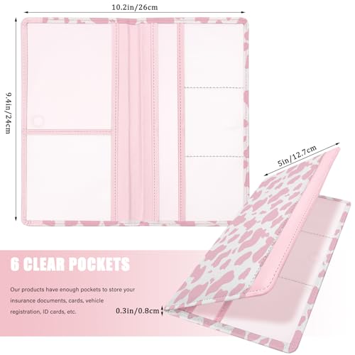 Car Registration and Insurance Holder, with Magnetic Closure for License, Cards and Documents, All Vehicle Needs and Car Accessories (Cow-Pink) - color: Cow-Pink