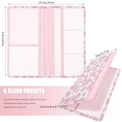 Car Registration and Insurance Holder, with Magnetic Closure for License, Cards and Documents, All Vehicle Needs and Car Accessories (Cow-Pink) - color: Cow-Pink