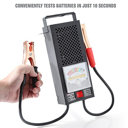 OEMTOOLS 24338 Battery Load Tester, Battery Tester 12V Automotive, Easy-to-Read Car Battery Tester, Heavy Duty Clamps, Shock Resistant Meter, Housed in Sturdy Steel Case - style: 100A Battery Load Tester & Voltage Tester