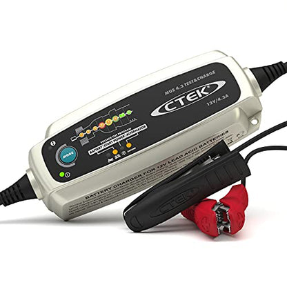 CTEK 4.3 Test & Charge, 12 Volt Fully Automatic Charger with Unique Battery and Alternator Testing, Ideal for Long Term Storage
