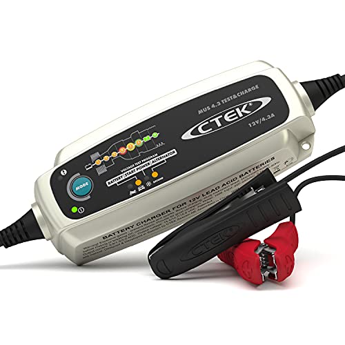 CTEK 4.3 Test & Charge, 12 Volt Fully Automatic Charger with Unique Battery and Alternator Testing, Ideal for Long Term Storage