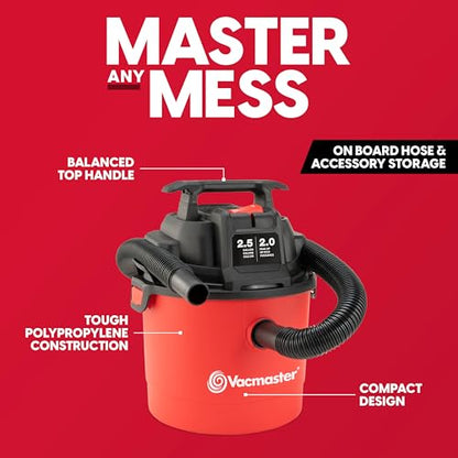 Vacmaster 2.5-Gallon 2 Peak HP Wall Mount Wet/Dry Vac- VOMCM205P 1101 - size: 2.5-Gallon