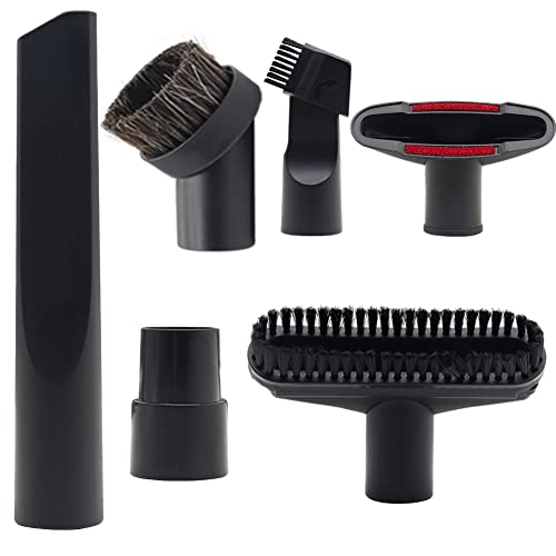 GIB 6Pcs 1 1/4" Vacuum Attachments for Shop Vac 39mm ID 31mm & 34mm OD Hose | 1 1/4" & 1 3/8" Vacuum Hose Adapter for 39mm ID or 34 OD Hose, 1 1/4" Vacuum Cleaner Accessories Brush Kit for 31mm OD Hose - color: Cleaning Set 6