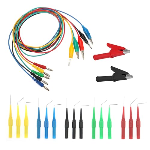 DIANN 22pcs Back Probe Test Kits with Wire Piercing Probes 15pcs Back Probe Pins 5 Colors and Alligator Clips for Vehicle Automotive Car Circuit Electrical Diagnostic Testing