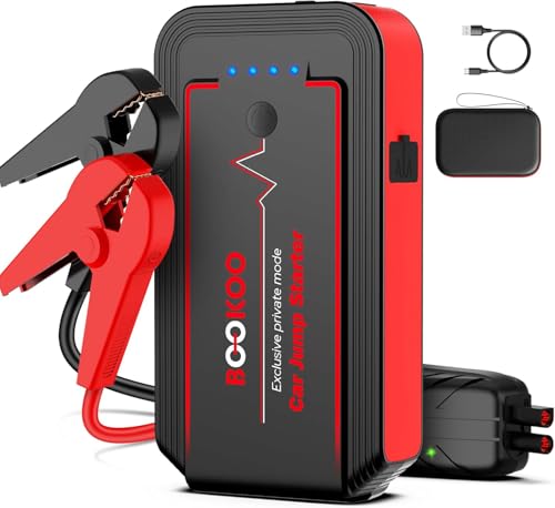 BOOKOO H9 4500A 12V Jump Starter for Car Boat Lawnmower | For 10L Gas - 8L Diesel Engines - 2 USB Outputs QC 3.0 - 140W DC Output - 3 Modes LED Lights - 10 BMS Protections
