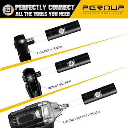 3/8” Drive Deep Impact Socket, Metric(15mm socket), 6-Point, Cr-V Steel With Black Manganese Phosphate Coating - size: 15 mm