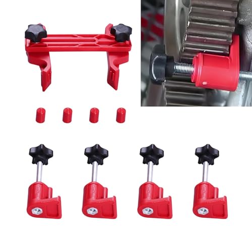 9 PCS Automotive Engine Camshaft Locking Tool, Cam Gear Clamp and Bracket Anti-Skid Design Kit, Camshaft Alignment Timing Retainer, Universal for Most Cars Twin Camshaft Engines (Red)