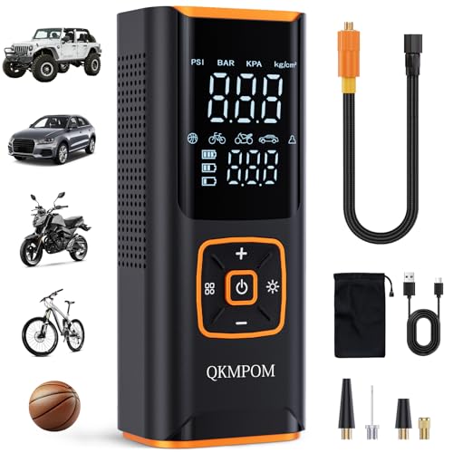 Tire Inflator Portable Air Compressor, 6X Faster 180 PSI Cordless Air Compressor, Air Pump with Pressure Gauge - Portable Tire Inflator for Car, Pickup, Motor, Bicycle, Balls and More