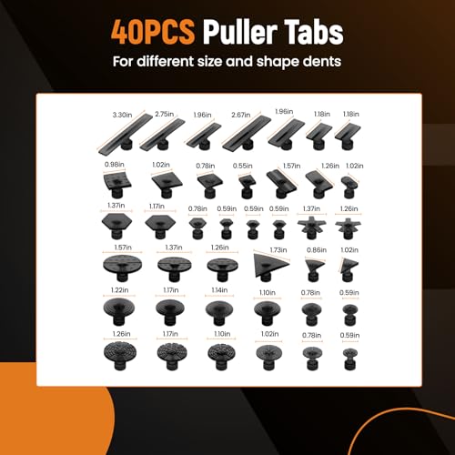 maXpeedingrods Car Dent Puller Kit, Auto Body Dent Repair Kit for Dent Removal, Slide Hammer T-bar Dent Puller with 40 PCS Puller Tabs, for Car Refrigerator Metal Surface Dent Remover, 47 PCS - size: 47 PCS