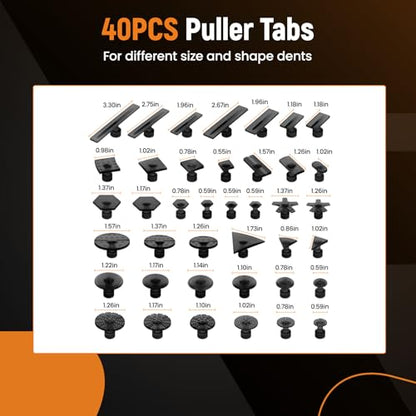 maXpeedingrods Car Dent Puller Kit, Auto Body Dent Repair Kit for Dent Removal, Slide Hammer T-bar Dent Puller with 40 PCS Puller Tabs, for Car Refrigerator Metal Surface Dent Remover, 47 PCS - size: 47 PCS