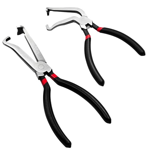 Electrical Disconnect Pliers, Electrical Connector Pliers for Cars(1*Straight&1 * 60°Bend), Fuel Line Tools with Anti-Slip Grip, Fuel Line Disconnect Tool Set for Air Flow Sensors Fuel Injectors