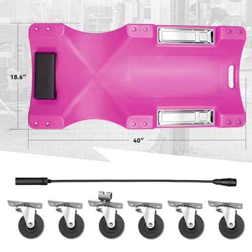 Auto Dynasty 40 Inches Mechanic Creeper, Automotive Garage Repair Low Profile Under Car Rolling Creeper with LED Light and Padded Headrest, Plastic, Purple - color: Purple, size: 40" L (w/LED Light)