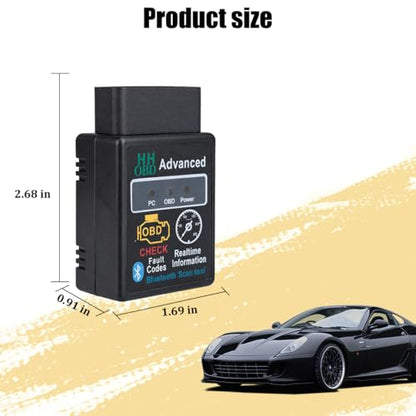 Zpana Car Bluetooth OBD2 Scanner, Wireless OBDII Automotive Code Reader Diagnostic Tool, Vehicle Bluetooth Scan Engine Fault Diagnosis Tester Adapter Accessories, Universal Fit