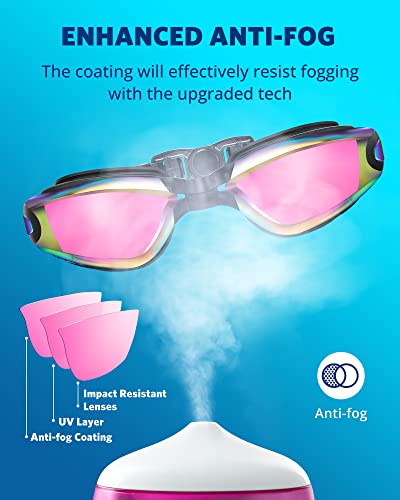 Aegend Swim Goggles, Swimming Goggles No Leaking Full Protect Adult Youth - color: Bright Fuchsia