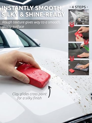 TAKAVU Car Clay Bar, 2 Pack 100g, Medium Grade for Auto Detailing (Red) | Removes Dirt, Brake Dust, Tree Sap & Overspray, Safe on Paint, Glass & Wheels, Restores Smooth Finish - color: Red