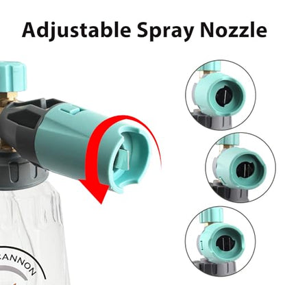 Sooprinse Foam Cannon, Adjustable Snow Foam Lance Transparent Body, Professional Car Foam Blaster with 1/4 Inch Quick Connector, 4000 PSI, 1L - color: Green