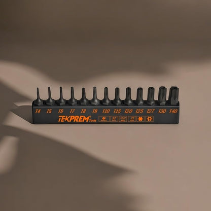 Torx Bit Set with 1/4 inch Magnetic Bit Driver,TEKPREM 12-Piece Security Torx Screwdriver Bit Set with 1 inch T5 T6 T7 T8 T9 T10 T15 T20 T25 T27 T30 T40 Tamper Resistant - size: 1" Long Torx Bits