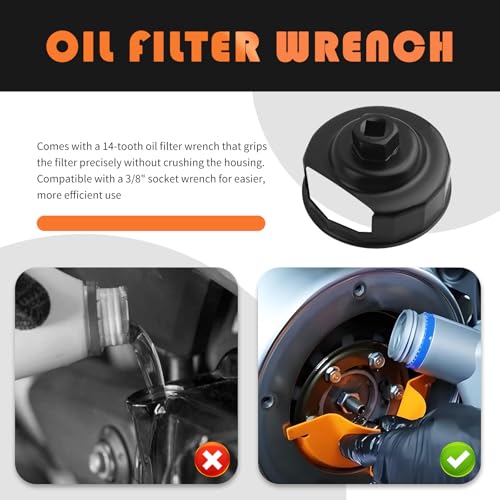 2026 Upgraded Compatible with Harley Oil Change Kit,All-in-One Motorcycle Oil Change Kit Includes Funnel,Filter,Wrench,Rubber O-Rings,Professional Oils Changing Kits