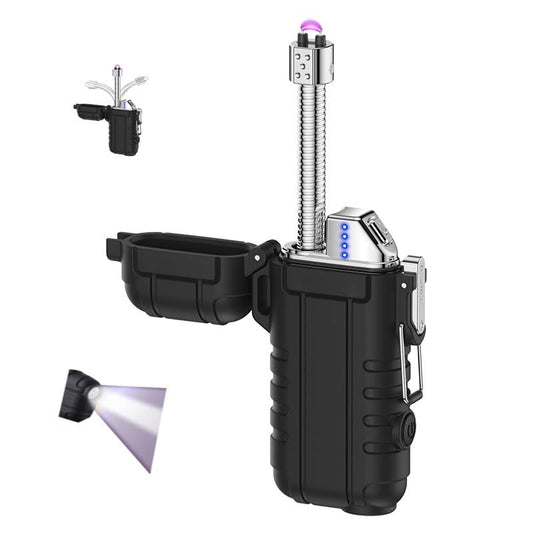 Electric Lighter, Rechargeable Arc Lighter, 360° Flexible Neck, Windproof Plasma Lighter with LED Battery Display and Flashlight, Waterproof Electronic USB Lighter for Candles, Camping, Survival Gear( - color: Green
