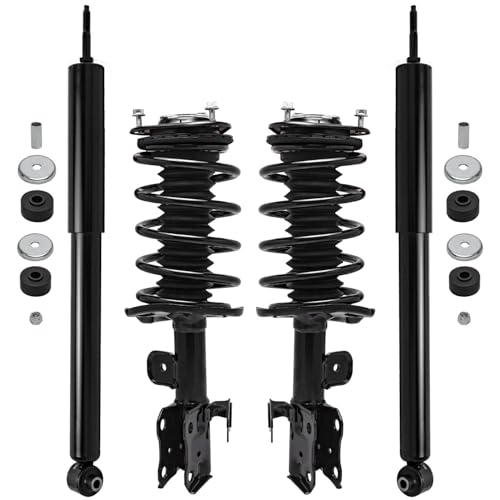 Detroit Axle - 4pc Front Struts Rear Shocks for 2010 2011 2012 2013 2014 2015 Toyota Prius, 2 Complete Struts with Coil Spring Assembly 2 Shock Absorbers Replacement Suspension Kit - size: 4AQ47049-V1/ strut shock kit