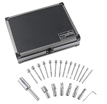 Accusize Industrial Tools 21 Piece Metric H.S.S. Interchangeable Pilot Counterbore Set, Straight Shank, 8.5-16.5 mm, 3620-0122 | 8.5 - 16.5mm, 21 Pc Metric HSS Interchangeable Pilot Counterbore Set, Straight Shank - size: Metric, style: Interchangeable pi